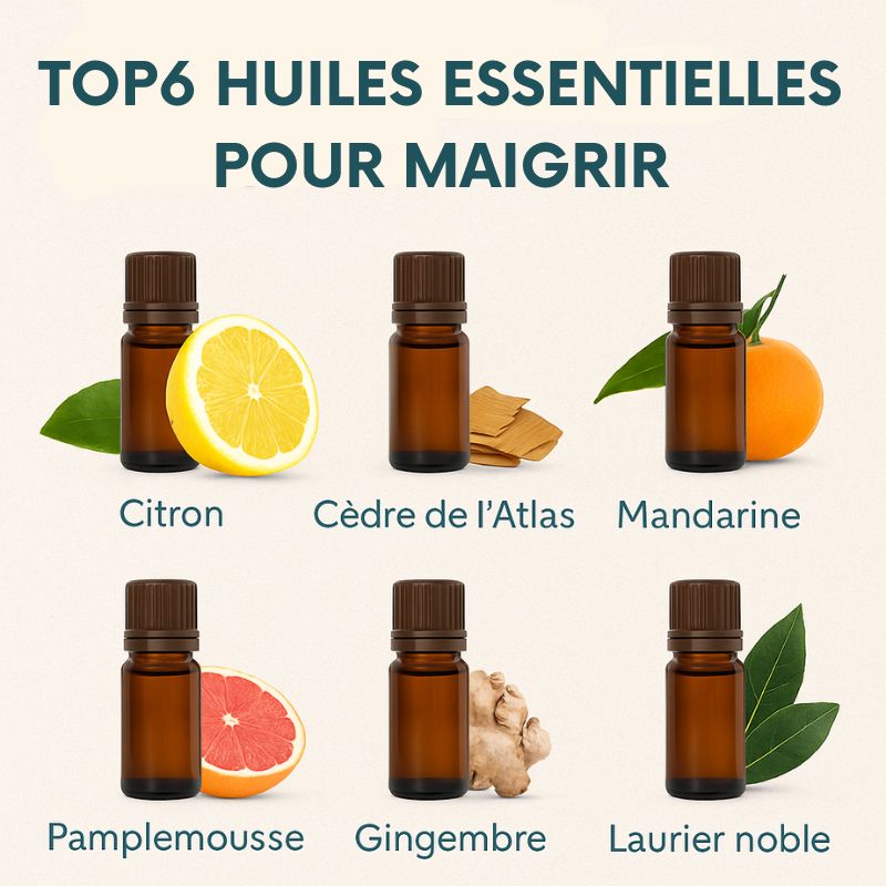 Quelles huiles essentielles pour maigrir: ventre, fesses, cuisses, genoux, bras ?