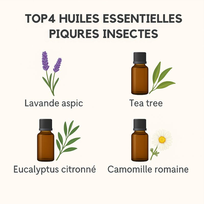 Quelles huiles essentielles pour piqûres d'insectes: moustiques, puces, araignées, taon, abeilles, guêpes, frelons ?