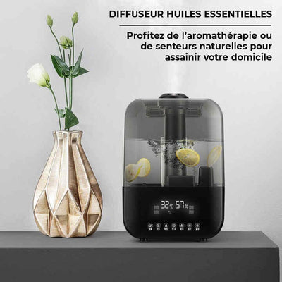 Humidificateur d’air 5L thermomètre hygromètre écran LED -