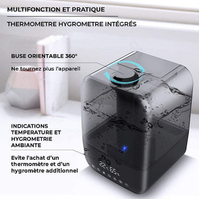 Humidificateur d’air 5L thermomètre hygromètre écran LED -