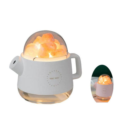 Humidificateur d’air design théière 2en1 - PANDA / humidificateur d'air silencieux à ultrasons / humidificateur purificateur d'air pierre de sel rose