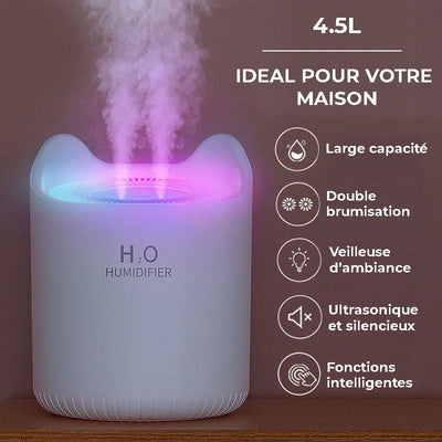 Humidificateur d’air puissant double brumisation 4.5L -