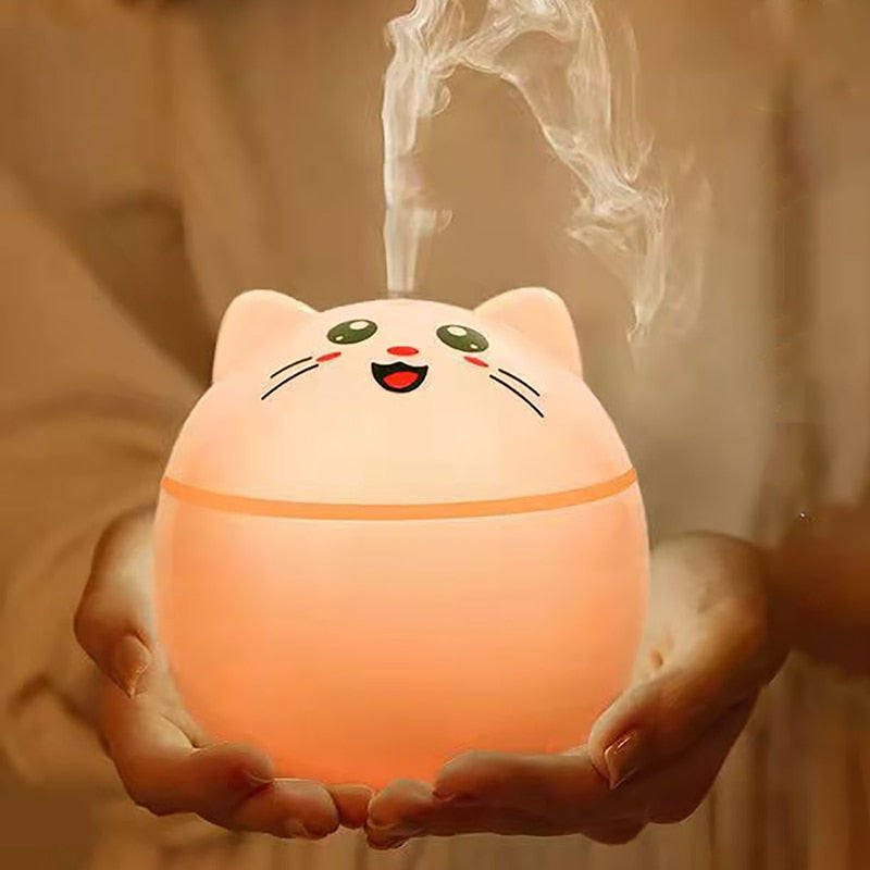 Humidificateur D'air Kawaii Blanc - Diffuseur D'arômes 200ml - Veilleuse USB - Silencieux