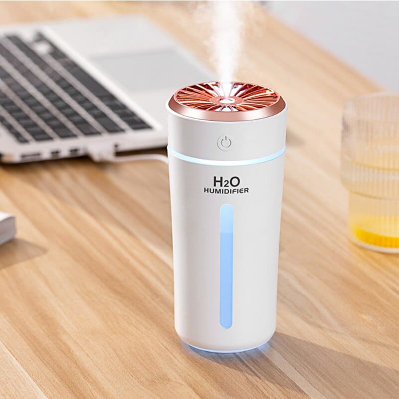 DUTTY Mini humidificateur, atomisation silencieuse, humidification de l'air  de bureau, aromathérapie, avec port de chargement USB.