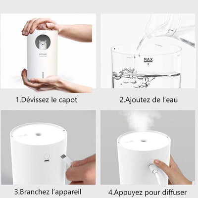 Humidificateur diffuseur HE ultrasonique pour chambre -