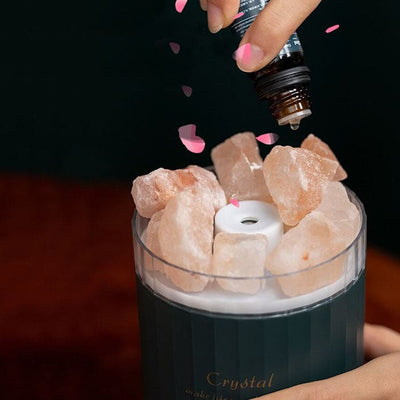 Humidificateur diffuseur pierres de sel gemme naturelles / Humidificateur d'air 2en1 diffuseur d'huiles essentielles 