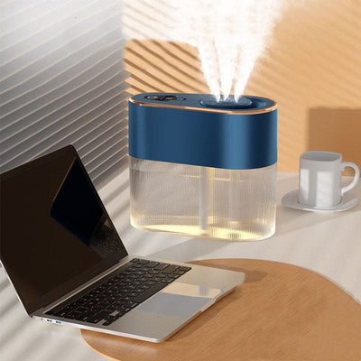 Humidificateur ultrasonique avec écran LCD et triple buse / humidificateur d'air pour chambre ou bureau