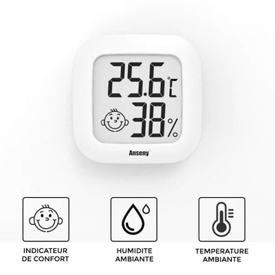 Thermomètre Intérieur à Pile Rond Blanc