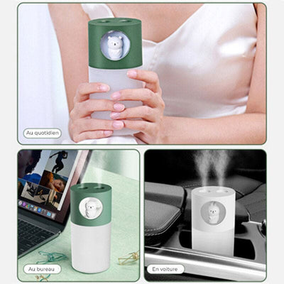 Veilleuse humidificateur d’air double pulvérisation